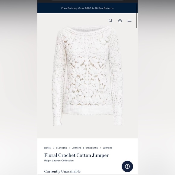 SOLD Ralph Lauren Purple Label White Crochet Spring Summer Sweater XL - Picture 6 of 7